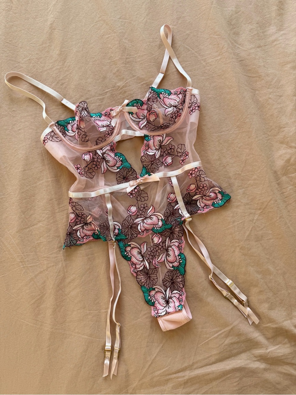 pretty lingerie teddy with garter straps